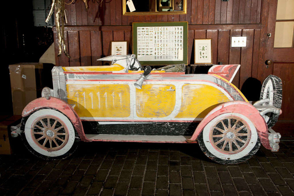 American Painted Wood Large Model of Vintage Car, circa 1950 For Sale 5
