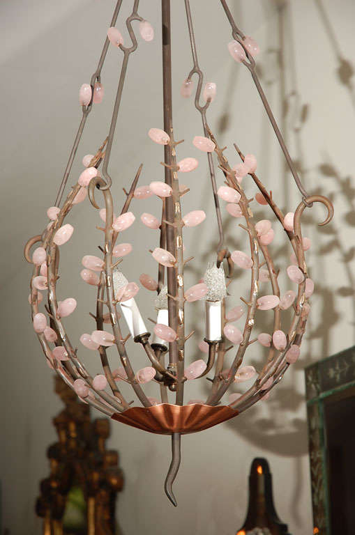 Mid-Century Modern Pink Quartz Lantern For Sale