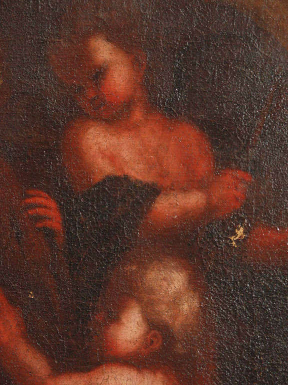 Canvas 17th C., Painting of Putti's on in 19th C. gilded French Frame For Sale
