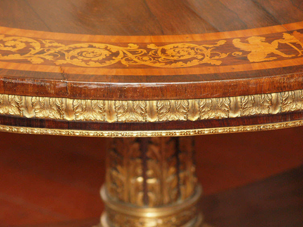 18th Century and Earlier English Regency Bronze Mounted Rosewood Inlaid Center Table