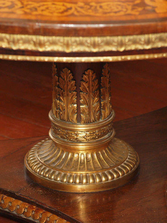 Wood English Regency Bronze Mounted Rosewood Inlaid Center Table