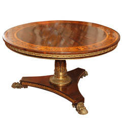 English Regency Bronze Mounted Rosewood Inlaid Center Table