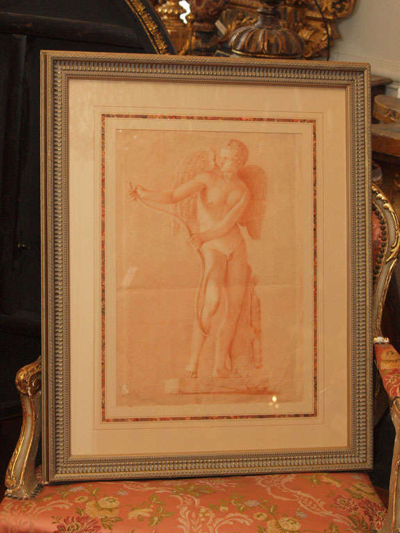 French Sanguine drawing for Cupid statue.