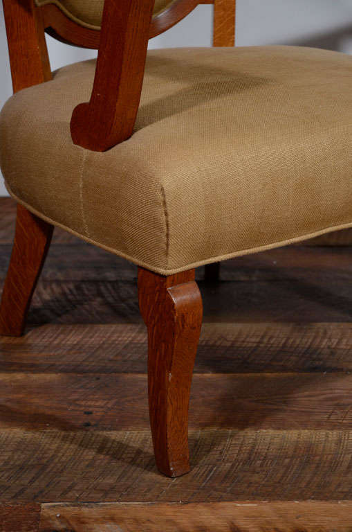 French Jules Leleu, Pair of Oak Armchairs, France, C. 1948