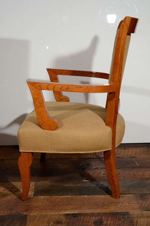 Jules Leleu, Pair of Oak Armchairs, France, C. 1948 In Good Condition In New York, NY