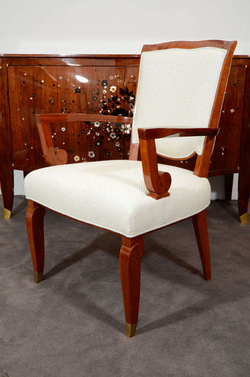 Mahogany Fauteuil by Jules Leleu (1883-1961)<br />
Numbered: