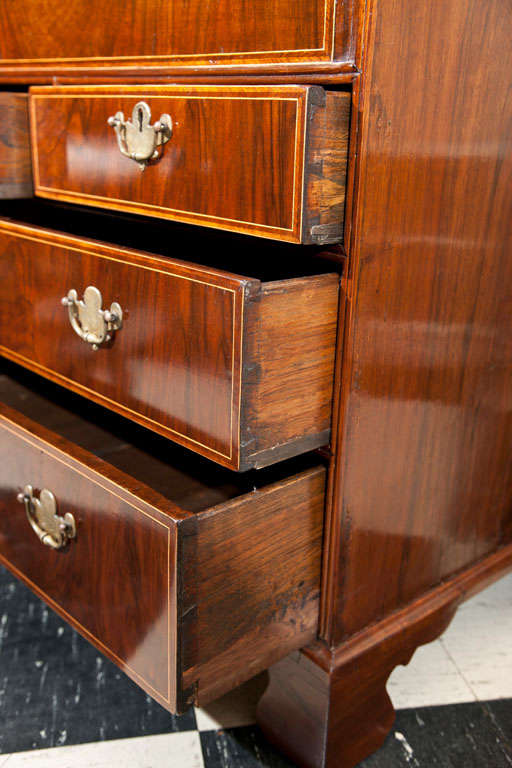 Georgian English Walnut Slant Front Bureau/Desk with String Inlay For Sale