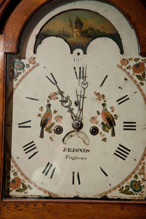 British Welsh Oak Tall Case Clock For Sale