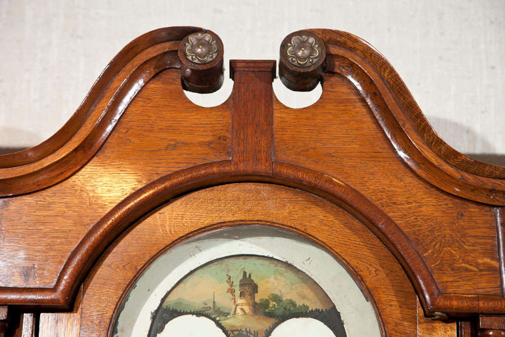 Inlay Welsh Oak Tall Case Clock For Sale