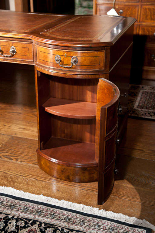 Custom Walnut Shaped Top Partners Desk In New Condition For Sale In Woodbury, CT