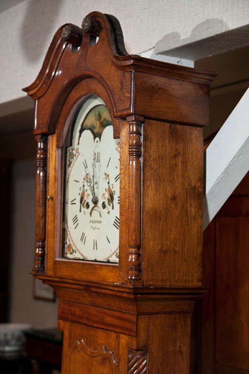 English Oak Tall Case Clock For Sale at 1stDibs
