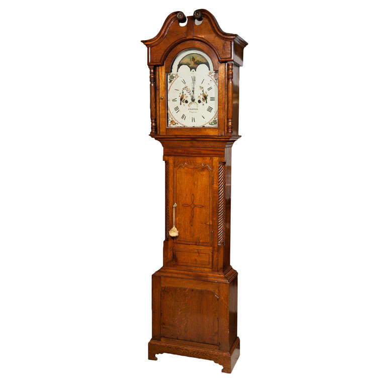 English Masonic Oak Tall Case Clock H. Peach. Circa 1820 For Sale at
