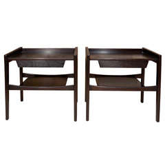 Pair of Jens Risom bedside tables with dark finish