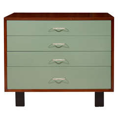George Nelson dresser with walnut case/green lacquered fronts