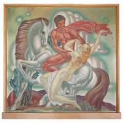 Oil on Panel Painting of Perseus and Andromeda by André Marty