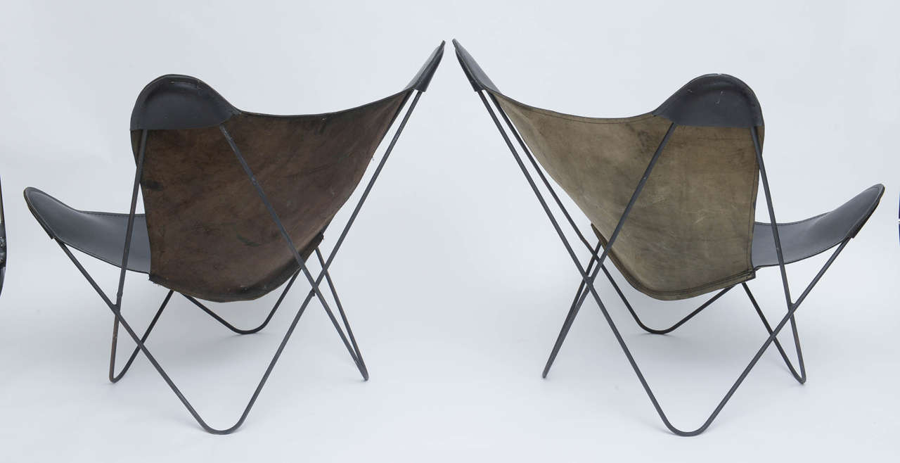 Leather Original Butterfly Chairs by Jorge Ferrari-Hardoy, Argentina, 1940s