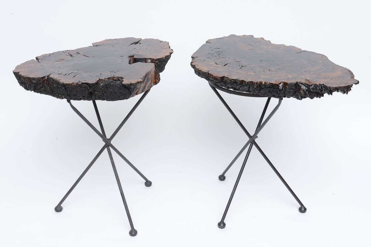 Claro Walnut and Iron Folding End Tables  1