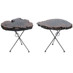 Claro Walnut and Iron Folding End Tables 9