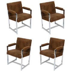 Milo Baughman Chrome Chairs, Set of Four, USA, 1960s 10