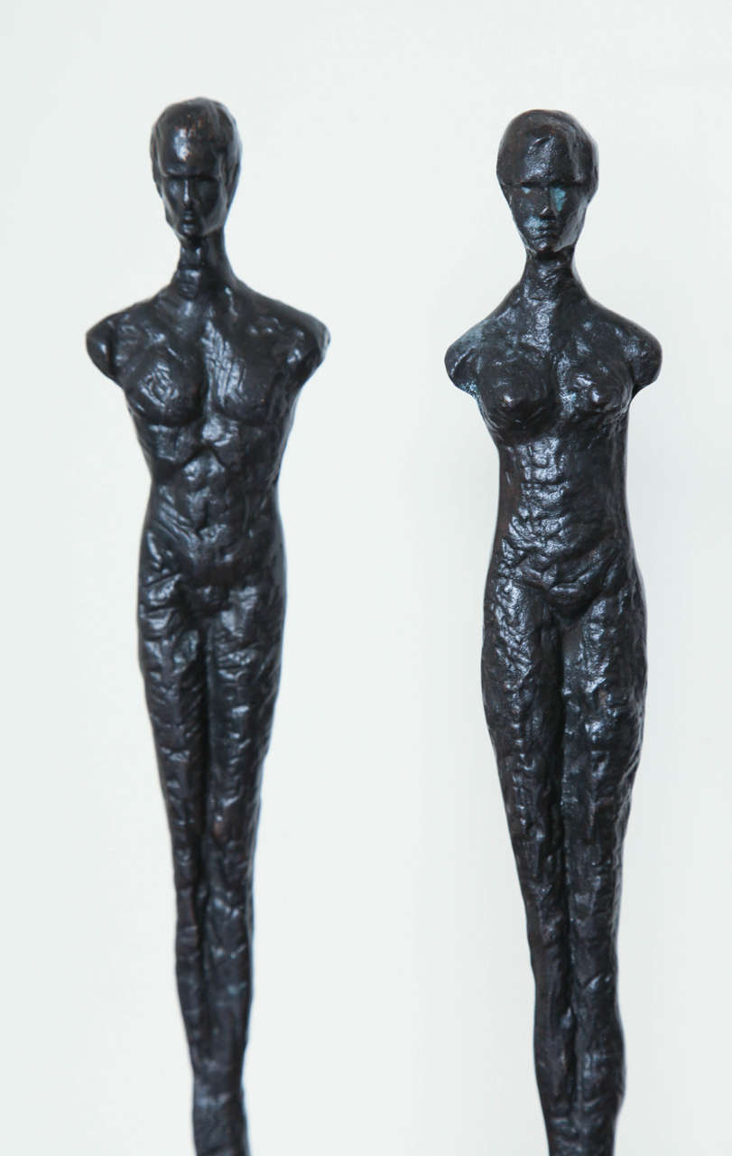 Late 20th Century Pair of Bronze Figurines in the Style of Giacometti