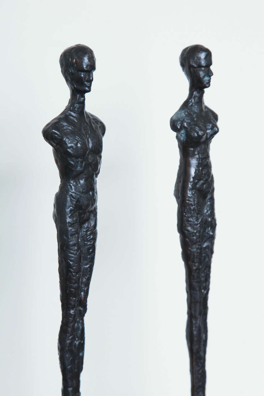Pair of Bronze Figurines in the Style of Giacometti 1