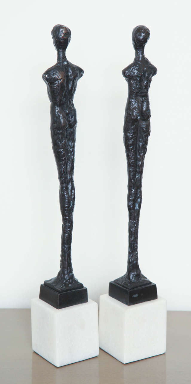 Pair of Bronze Figurines in the Style of Giacometti 3