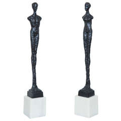 Pair of Bronze Figurines in the Style of Giacometti
