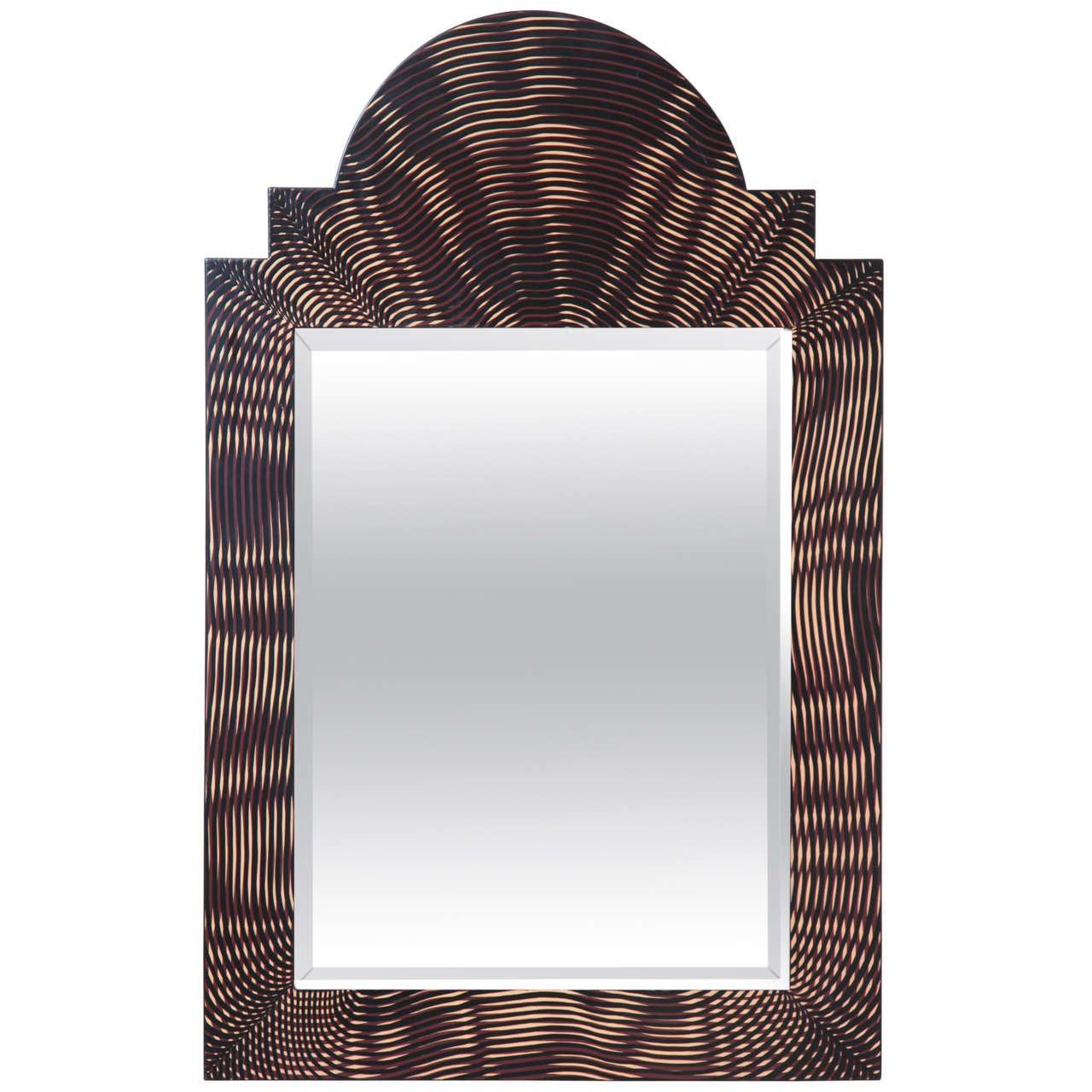 Painted Faux Palmwood Mirror, circa 1980 For Sale