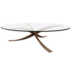 Cast Bronze and Glass Cocktail Table by Michel Mangematin Cast Bronze and Glass Cocktail Table by Michel Mangematin