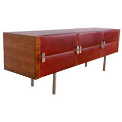 Vintage Rosewood and Leatherette Sideboard / Dressing Table by Roger Landault