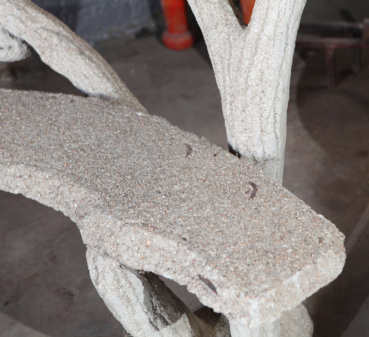 Concrete Faux Bois Curved Bench For Sale