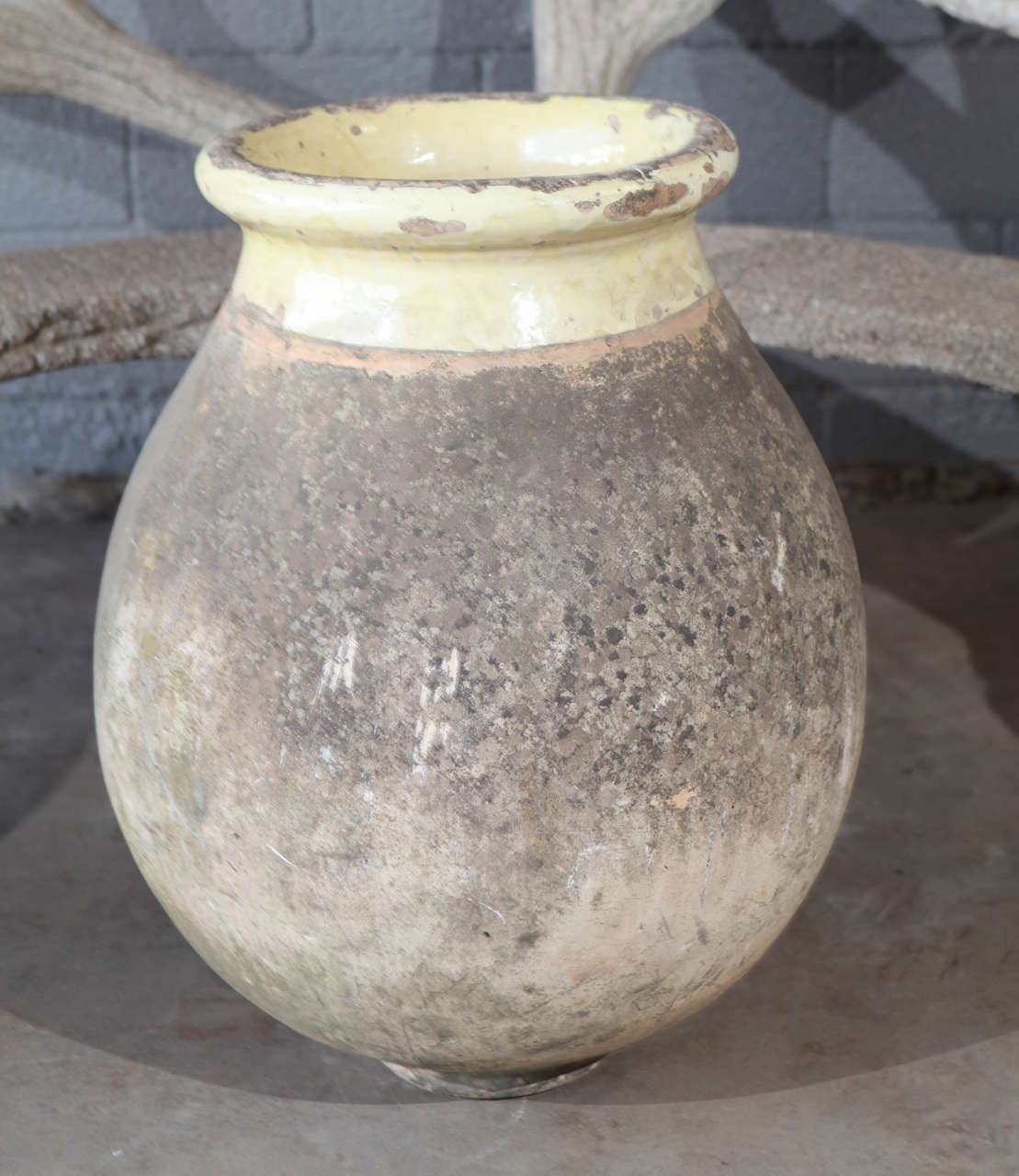 Antique Terra Cotta  French Oil Jar-Jarre De Provence with Glazed Rim