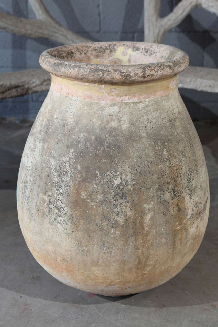 Antique Terra Cotta French Oil Jar-Jarre De Provence with Glazed Rim