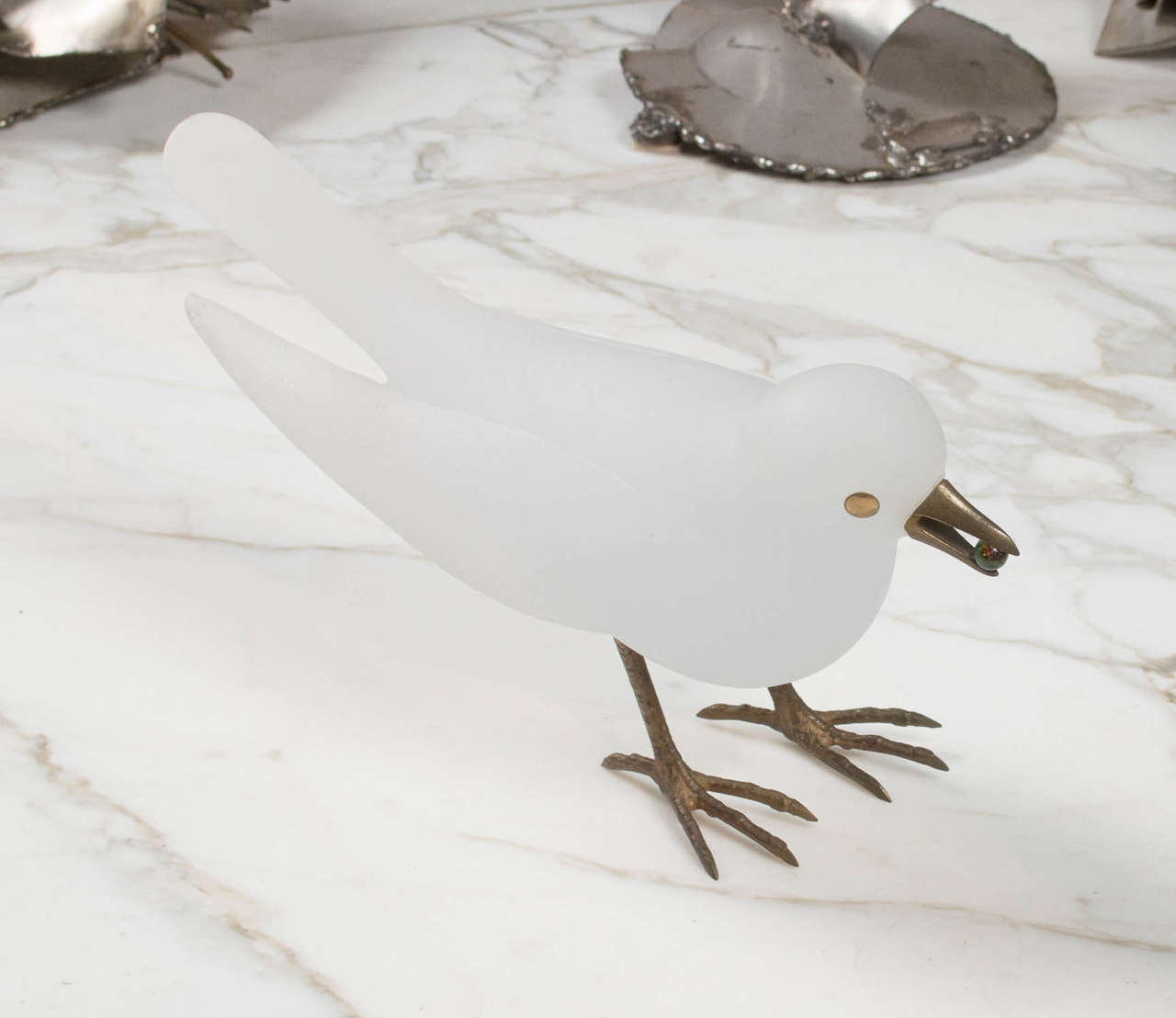 Francois-Xavier Lalanne & Daum. An exceptional pate de verre and patinated bronze sculpture with a crystal accent, signed 