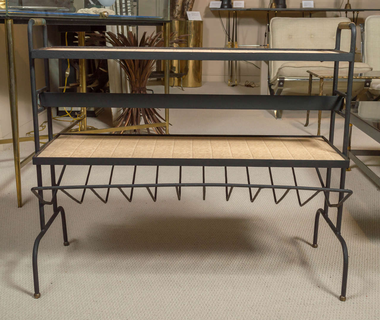 French Jacques ADNET Magazine Rack Table For Sale