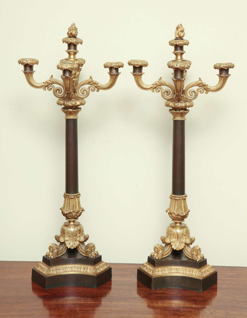 Pair of Louis Philippe Ormolu and Bronze Candelabra, French, circa 1830 In Excellent Condition For Sale In New York, NY