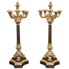 Pair of Louis Philippe Ormolu and Bronze Candelabra, French, circa 1830