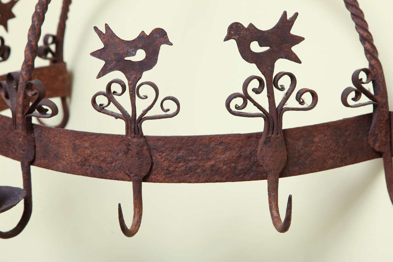 Folk Art Pair of Wrought Iron Flush-Mounted Game Racks, American, 18th Century For Sale