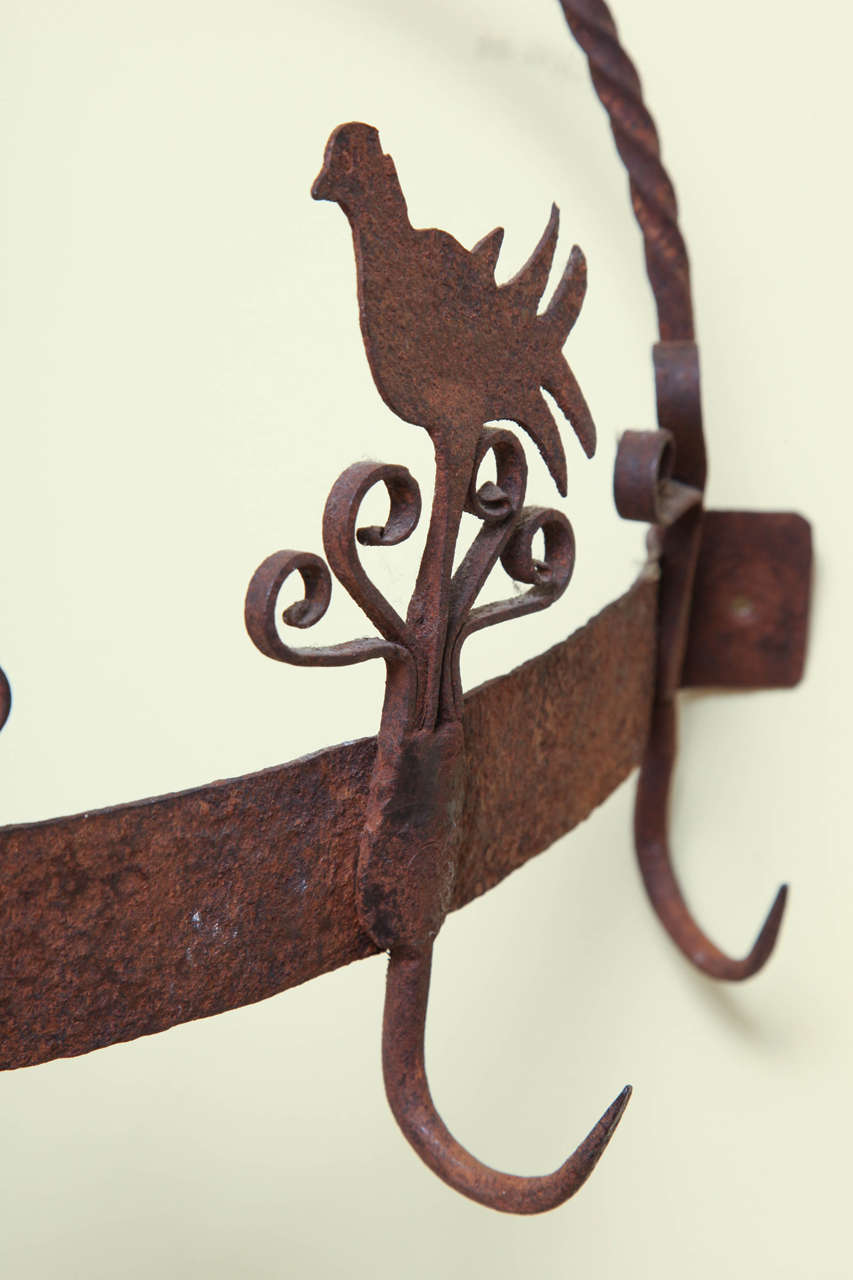 Pair of Wrought Iron Flush-Mounted Game Racks, American, 18th Century For Sale 1