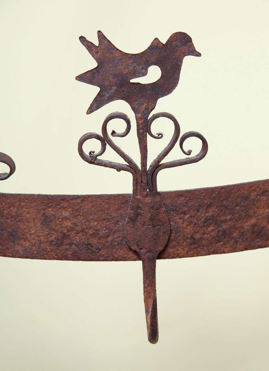 Pair of Wrought Iron Flush-Mounted Game Racks, American, 18th Century For Sale 3