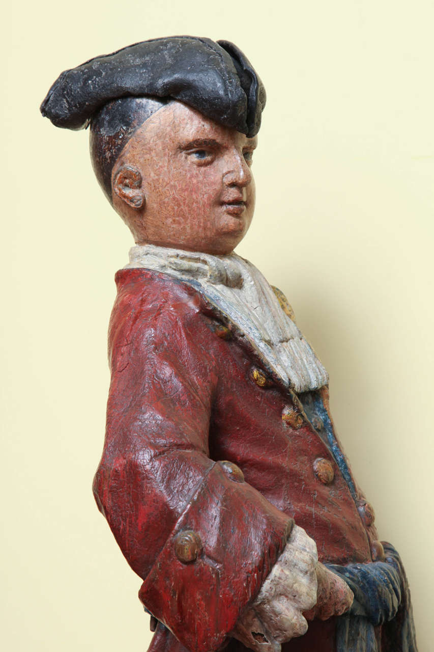 George III Shop Sign Polychrome Carving, Well Dressed Man, English, circa 1765 For Sale 3