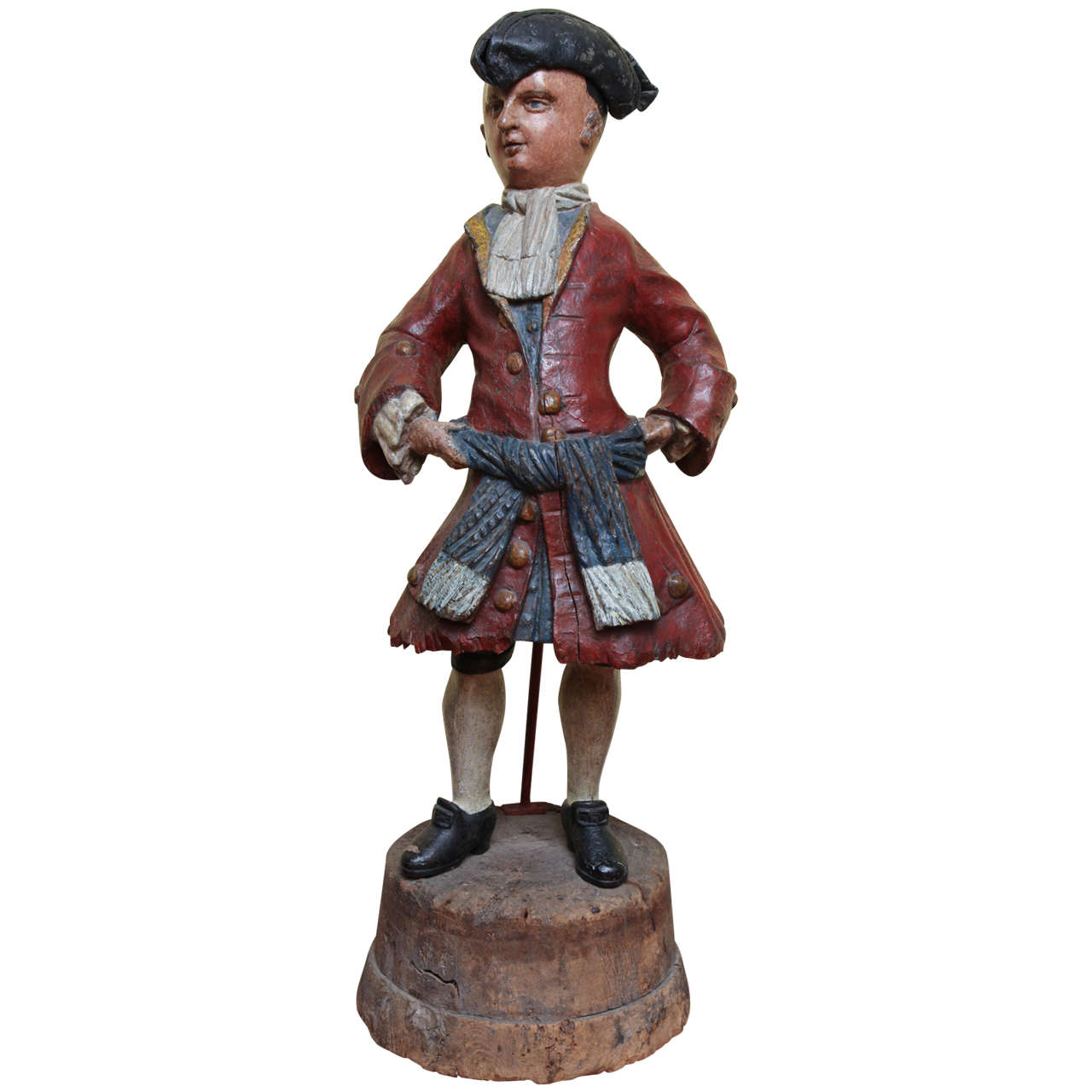 George III Shop Sign Polychrome Carving, Well Dressed Man, English, circa 1765 For Sale