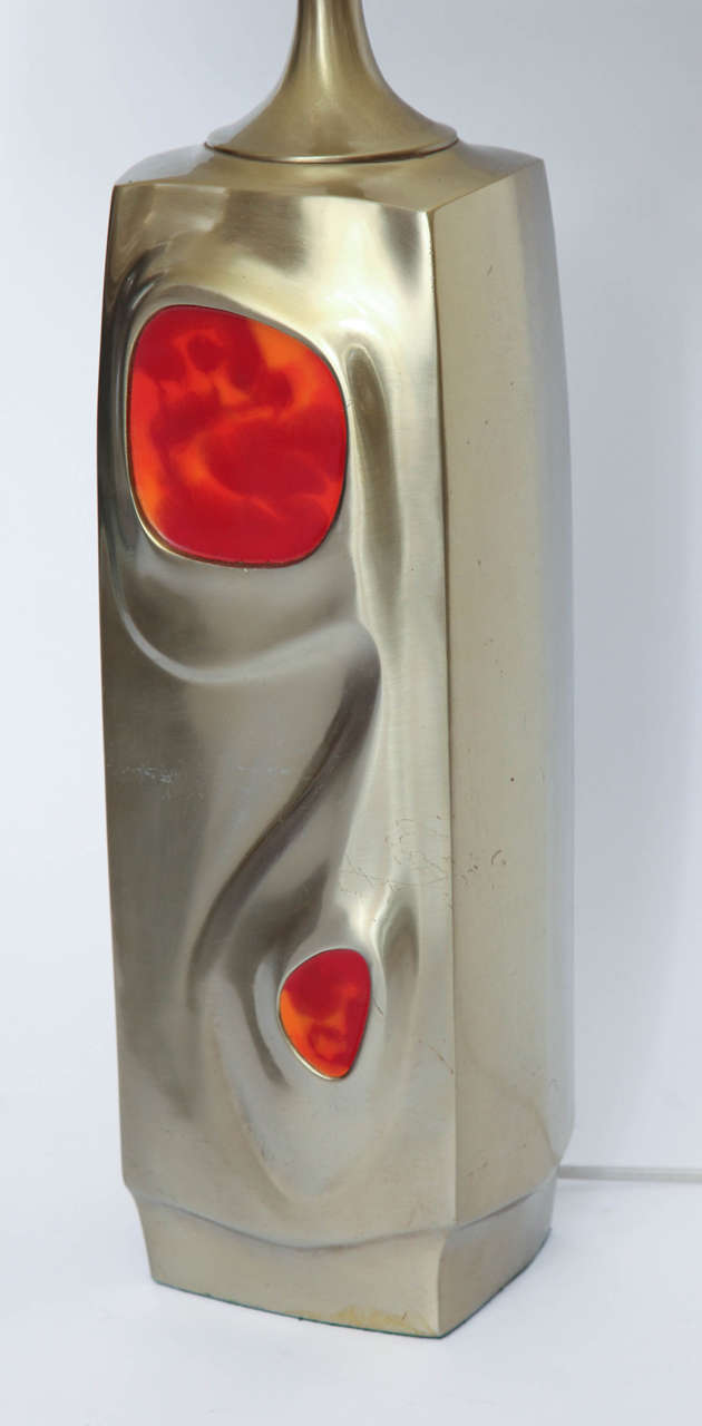 Polished Pair of 1970s Sculptural Table Lamps