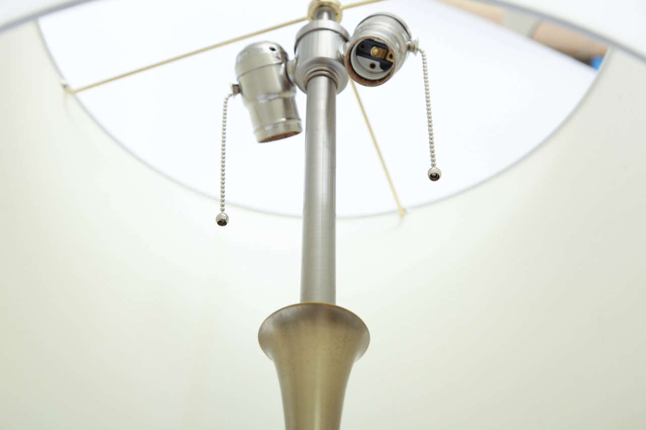 Nickel Pair of 1970s Sculptural Table Lamps
