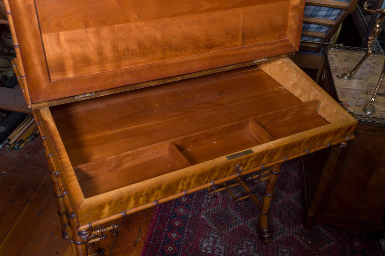 French Faux Bamboo Writing Table/ Desk, Aesthetic Movement In Good Condition In Petaluma, CA