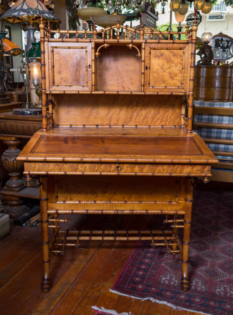 19th Century French Faux Bamboo Writing Table/ Desk, Aesthetic Movement