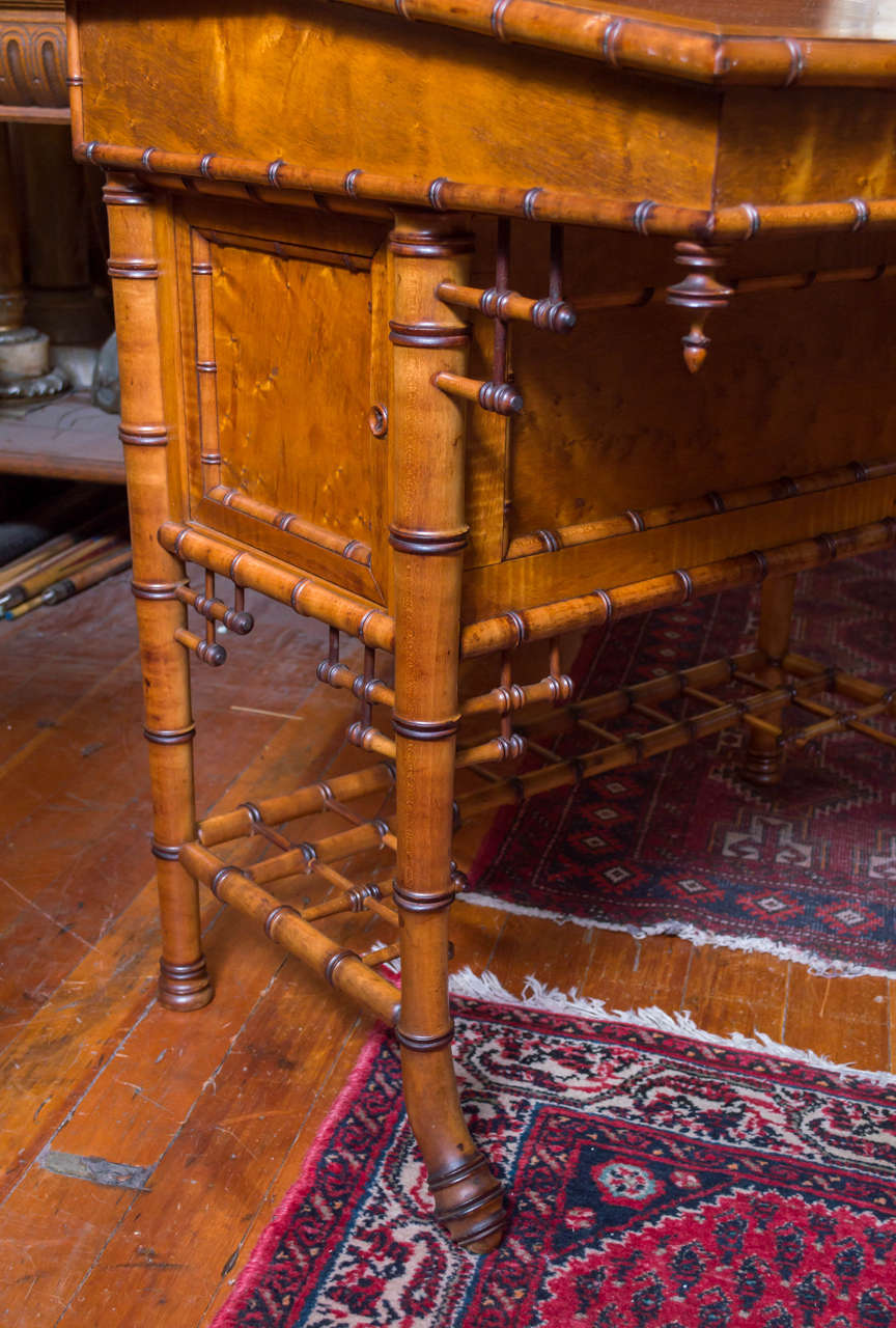 French Faux Bamboo Writing Table/ Desk, Aesthetic Movement 3