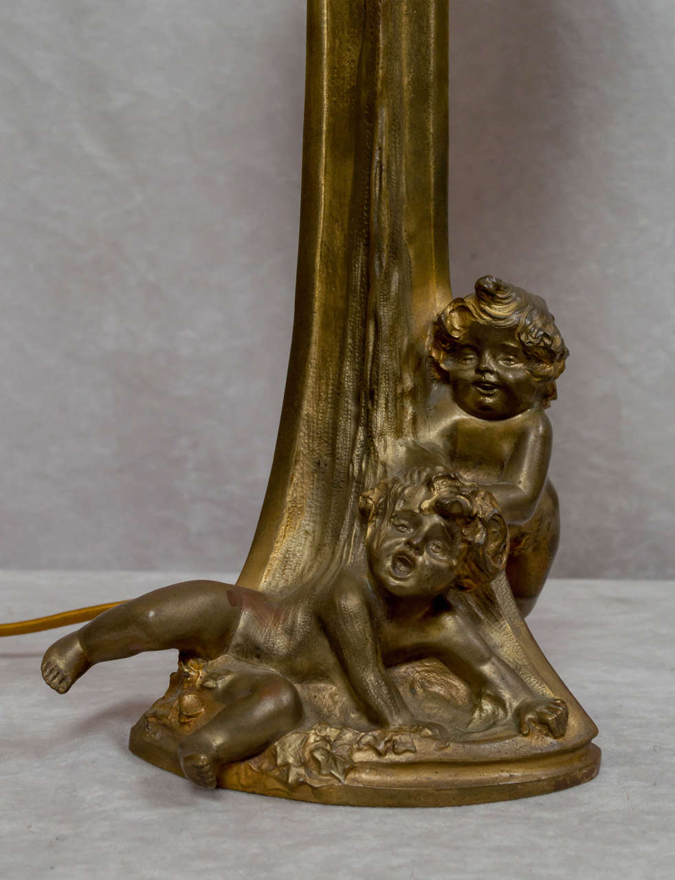 20th Century Whimsical French Art Nouveau Figural Lamp with Children, Louchet Foundry