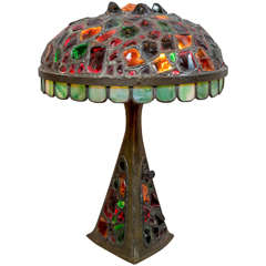 Austrian Bronze and Chunk Jewel Table Lamp