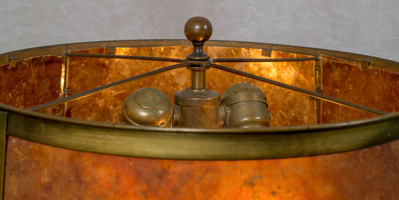 American Arts and Crafts Bronze and Mica Table Lamp